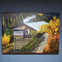 El Yapımı Yağlı Boya Ardanuç Evleri Güleş Köyü Manzara Kanvas Tablo / 50X70 CM