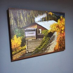 El Yapımı Yağlı Boya Ardanuç Evleri Güleş Köyü Manzara Kanvas Tablo / 50X70 CM