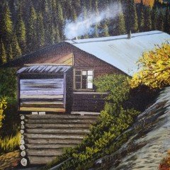 El Yapımı Yağlı Boya Ardanuç Evleri Güleş Köyü Manzara Kanvas Tablo / 50X70 CM