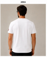 ARTVİN KÜÇÜK LOGO BASKILI BİSİKLET YAKA TİŞÖRT / KIRIK BEYAZ