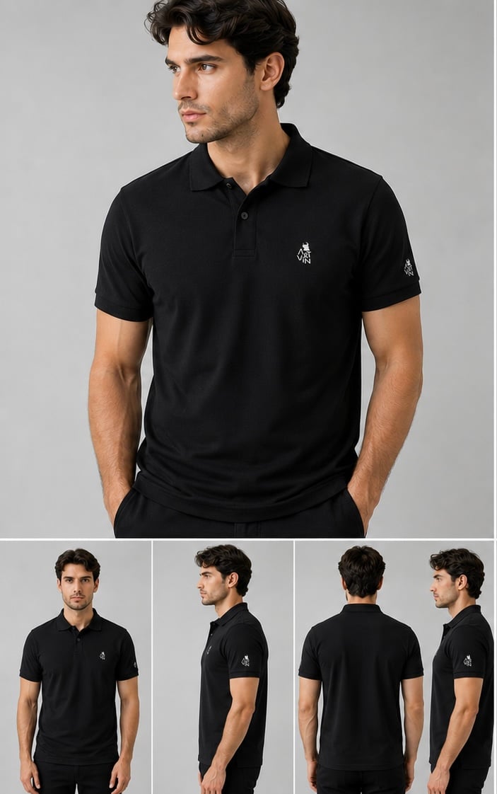 ARTVİN KÜÇÜK LOGO BASKILI POLO YAKA TİŞÖRT / SİYAH