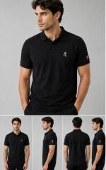 ARTVİN KÜÇÜK LOGO BASKILI POLO YAKA TİŞÖRT / SİYAH