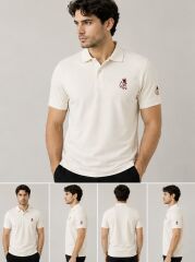 ARTVİN KÜÇÜK LOGO BASKILI POLO YAKA TİŞÖRT / KIRIK BEYAZ