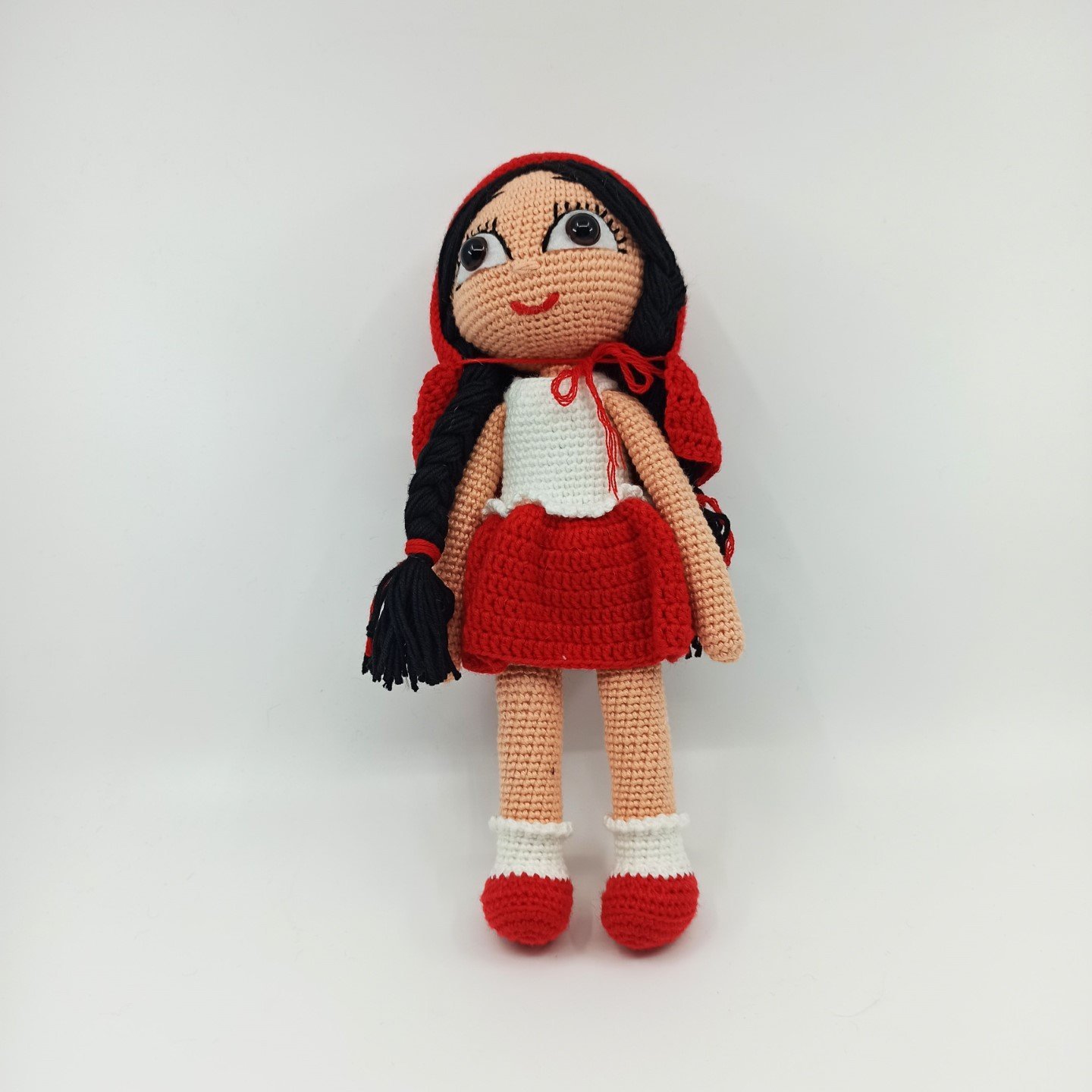 Amigurumi Organik Örgü Oyuncak Kırmızı Başlıklı Kız Bebek
