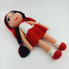Amigurumi Organik Örgü Oyuncak Kırmızı Başlıklı Kız Bebek