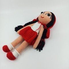 Amigurumi Organik Örgü Oyuncak Kırmızı Başlıklı Kız Bebek