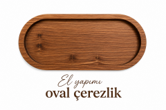 EL YAPIMI AHŞAP OVAL ÇEREZLİK