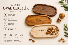EL YAPIMI AHŞAP OVAL ÇEREZLİK