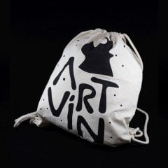 Artvin Logo Baskılı Koton Büzgülü Sırt Çantası / Bej