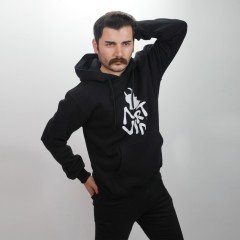 Artvin Logo Baskılı Kapüşonlu Sweatshirt / Siyah L Beden