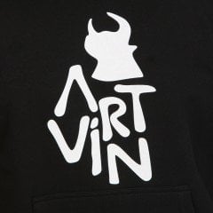 Artvin Logo Baskılı Kapüşonlu Sweatshirt / Siyah M Beden