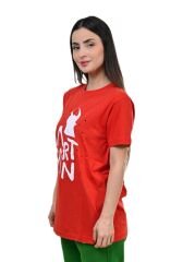 Artvin Logo Baskılı Bisiklet Yaka Tişört / Kırmızı