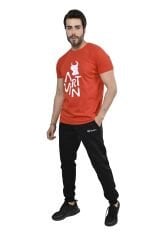 Artvin Logo Baskılı Bisiklet Yaka Tişört / Kırmızı