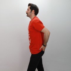 Artvin Logo Baskılı Bisiklet Yaka Tişört / Kırmızı S Beden