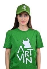 Artvin Logo Baskılı Bisiklet Yaka Tişört / Yeşil