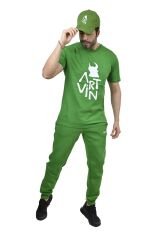 Artvin Logo Baskılı Bisiklet Yaka Tişört / Yeşil