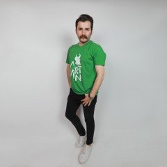 Artvin Logo Baskılı Bisiklet Yaka Tişört / Yeşil M Beden