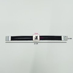 Artvin Boğası-1 Erkek Bileklik / 12 Mm Çift Deri Kayışlı Gümüş Kaplama 21 CM