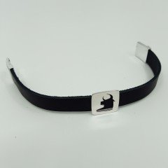 Artvin Boğası-2 Erkek Bileklik / 12 Mm Deri Kayışlı Gümüş Kaplama 19,5 CM