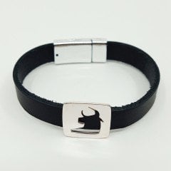 Artvin Boğası-2 Kadın Bileklik / 10 Mm Deri Kayışlı Gümüş Kaplama 17,5 CM