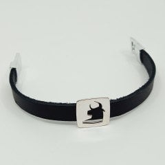 Artvin Boğası-2 Kadın Bileklik / 10 Mm Deri Kayışlı Gümüş Kaplama 18,5 CM