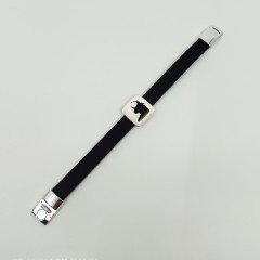 Artvin Boğası-2 Kadın Bileklik / 10 Mm Deri Kayışlı Gümüş Kaplama 18,5 CM