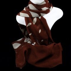 Artvin Zambağı Şifon Fular / Kahverengi 35X165 CM